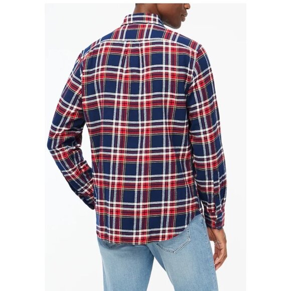 J.Crew Top Men’s Size Medium Navy / Red Classic Plaid Flannel Shirt Long Sleeve - Picture 7 of 12